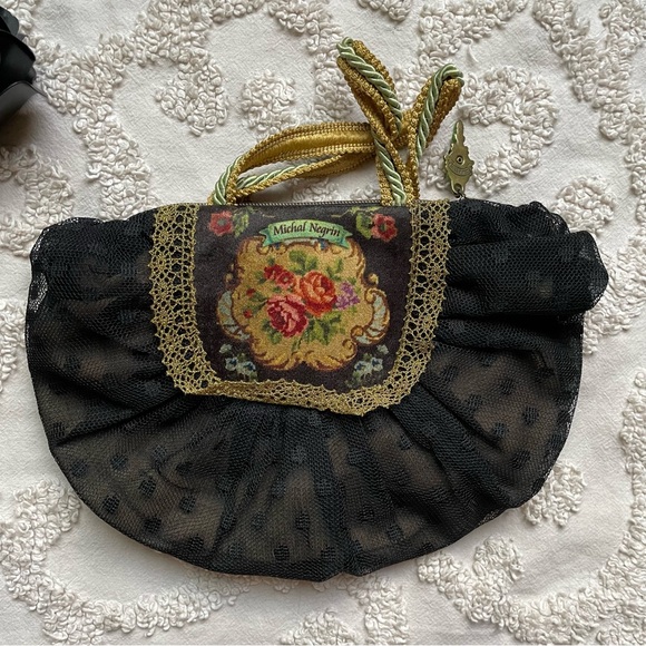 Michal Negrin Rose Tapestry Crystal Lace bag - Picture 3 of 8